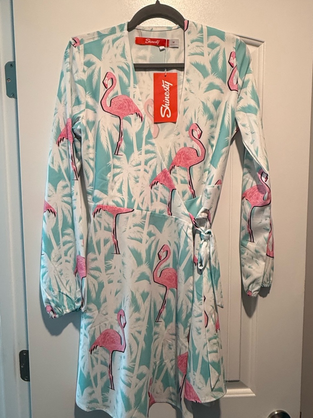 Shinesty Pink Flamingo Wrap Dress - Long Sleeve